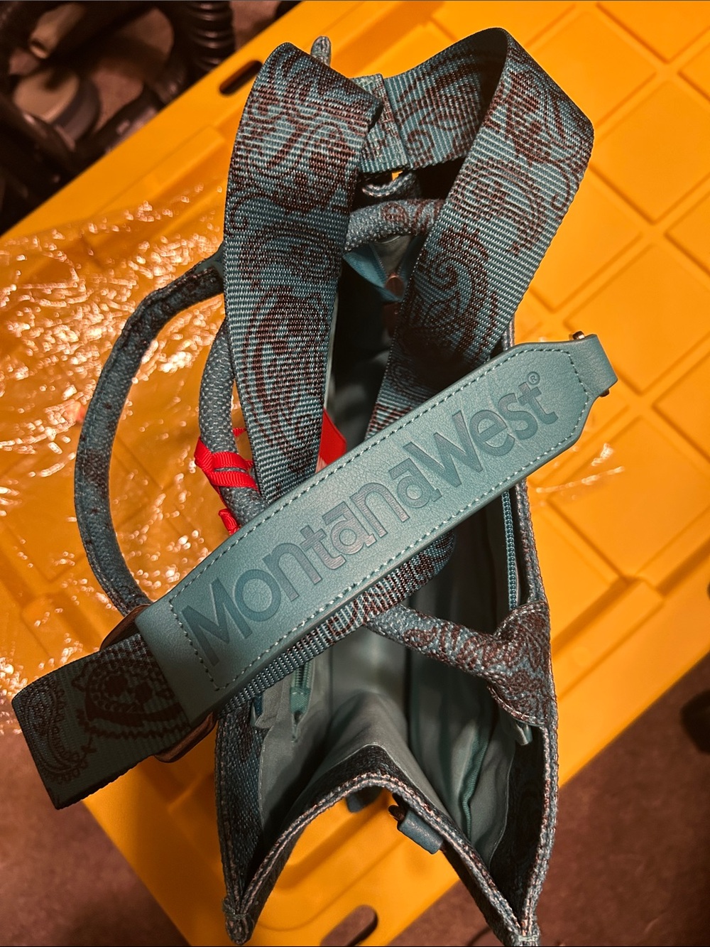 Stylish Teal Paisley/ Bling Tote Bag for Home Storage & Organization - Picture 6 of 6
